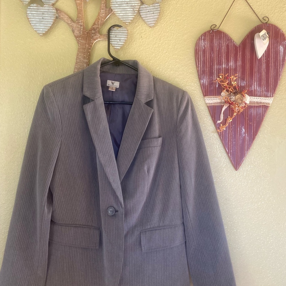 Gray Pinstripe Blazer by Worthington size 6 - Picture 4 of 8